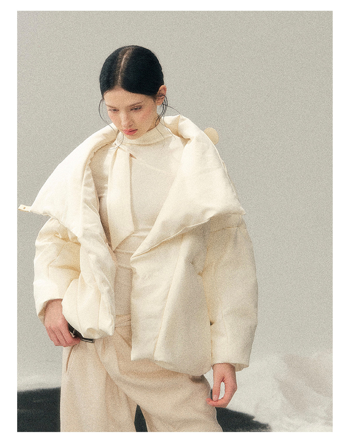 040126 "The Fluffiness of Snow" Down Jacket - Creamy Apricot White