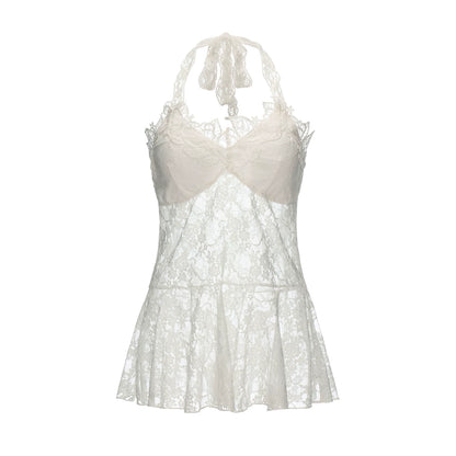 Lily Print Tie-Front Cardigan & Lace Halter Cami Set