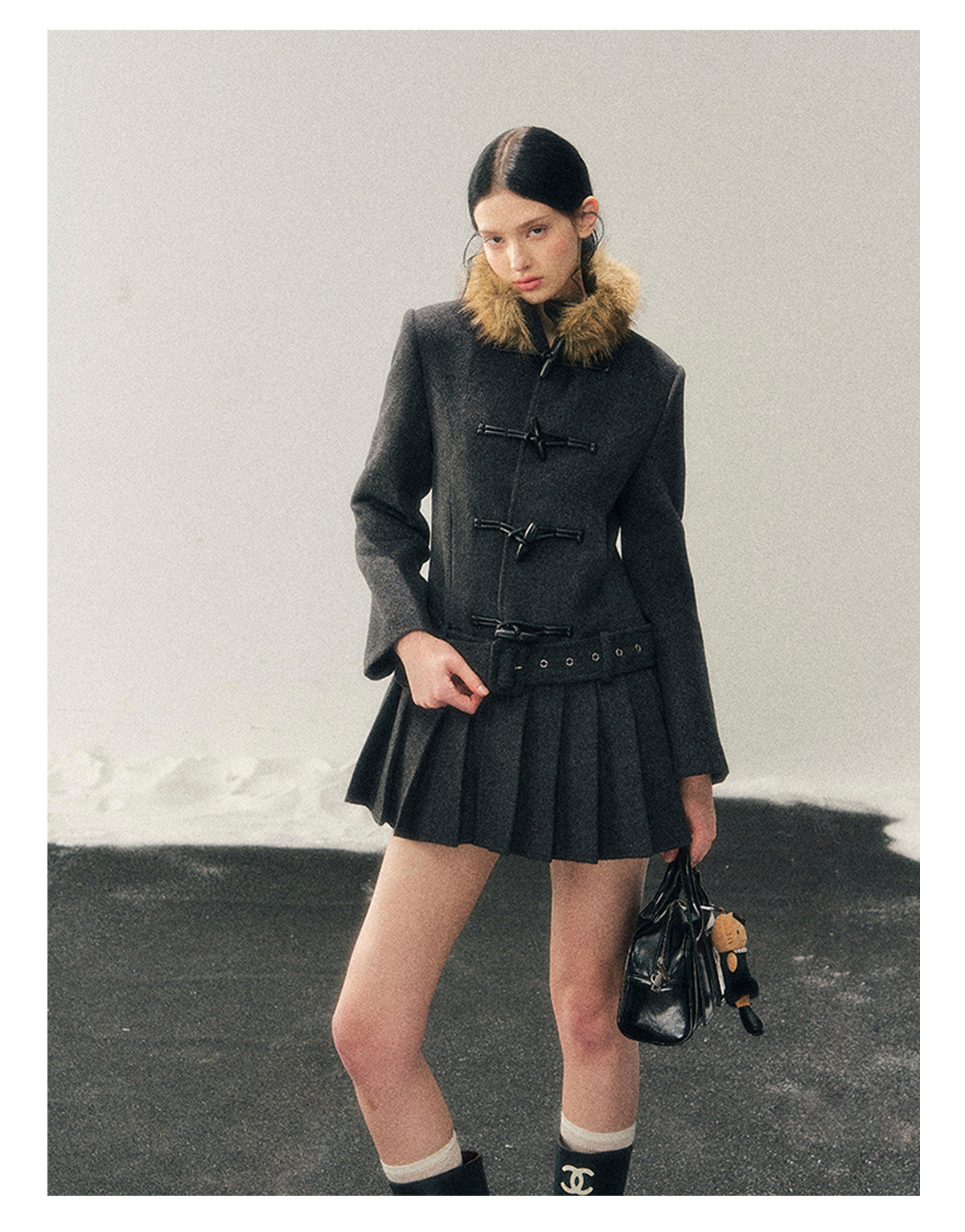 040126 “Winter’s Private Whisper” British Duffle Wool Mid-Length Coat