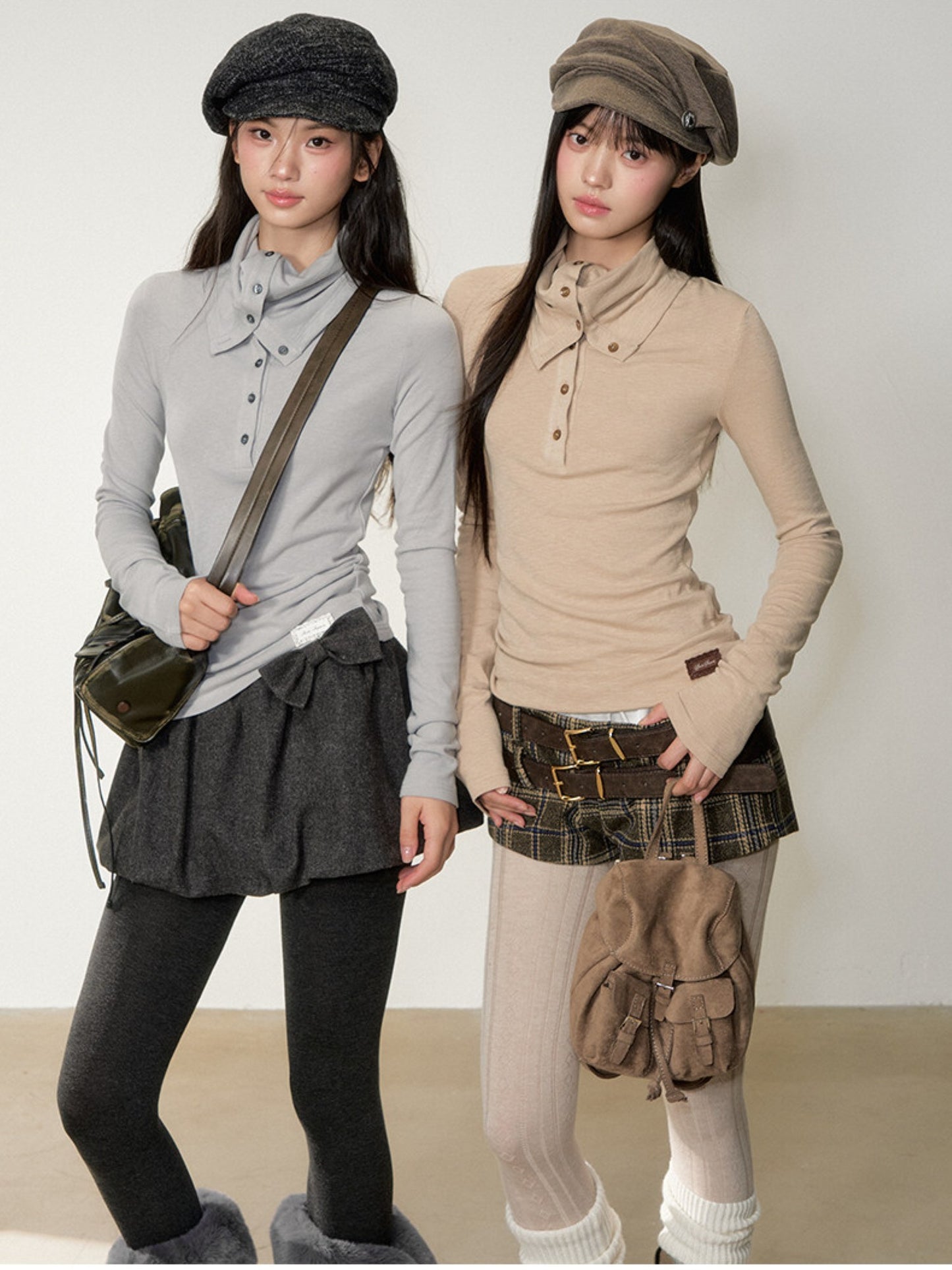 Soote Season - Korean Retro Slim-Fit Mock Neck Knit Base Top