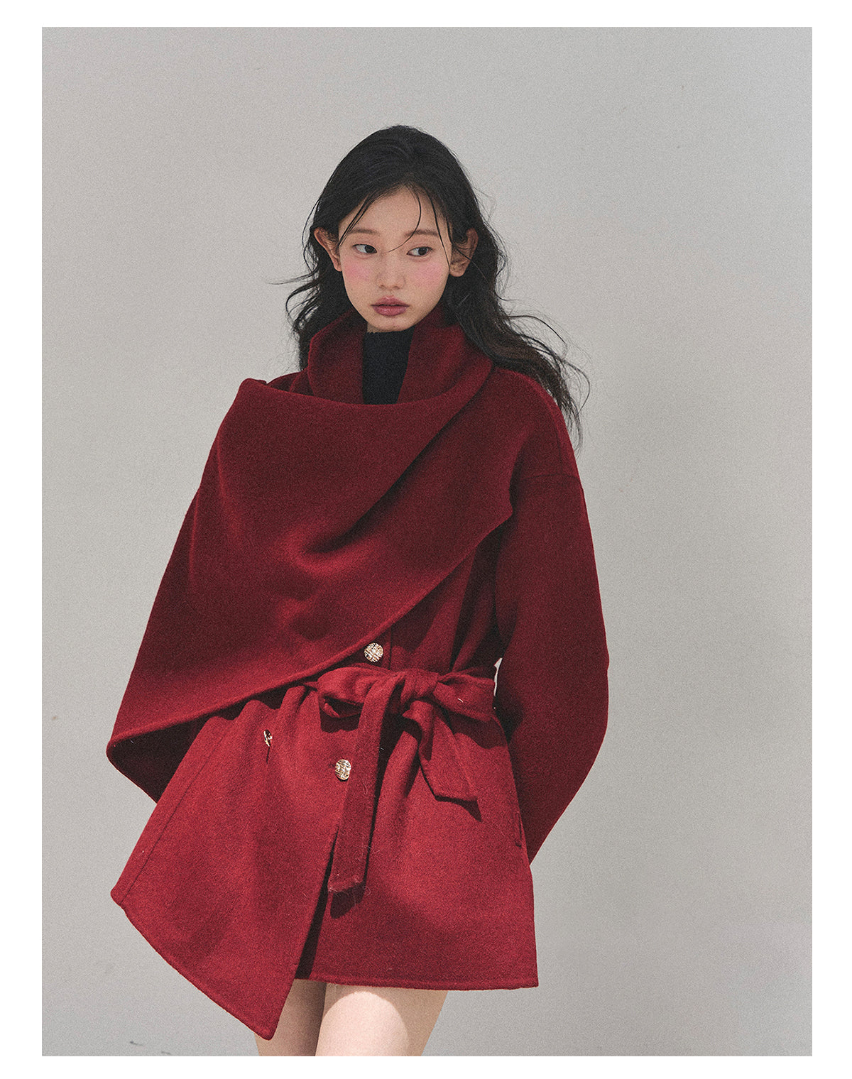 少也眼 “Winter Balcé Whisper” Wool Blend Overcoat - Red 7886436