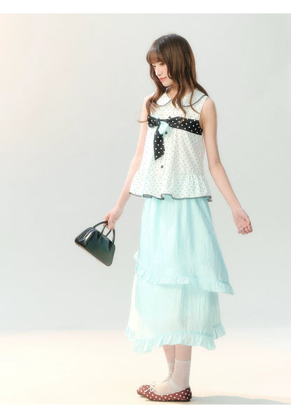 "Polka Dot Water Dream" Mint Green Ruffle Skirt Set PP2026229