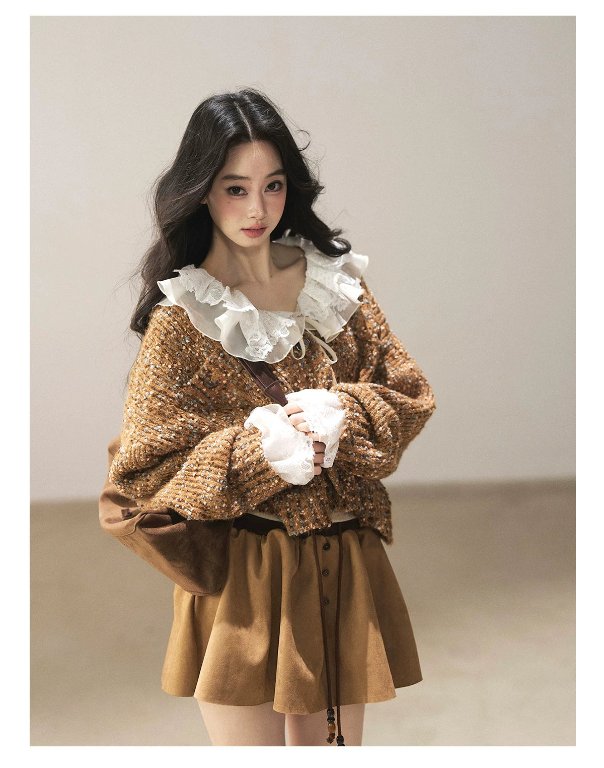 AOMALM - Toasted Pecan Marled Knit Cardigan