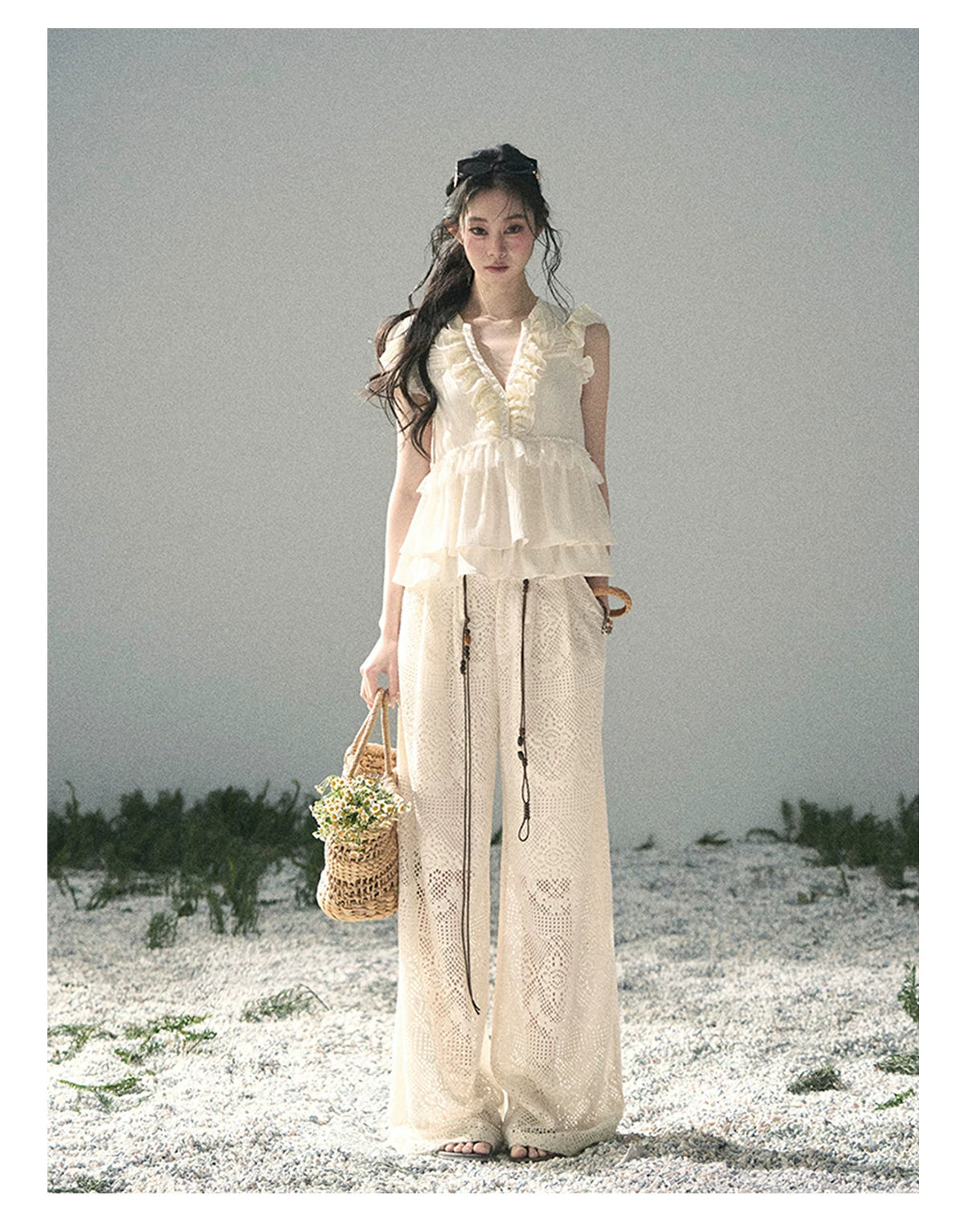 “Sunlight on My Heart” Ivory Lace Babydoll Blouse