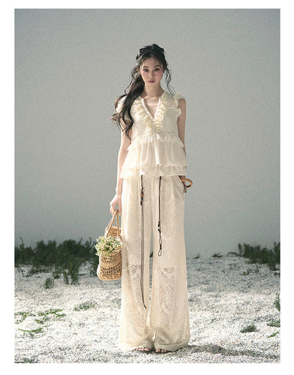 “Sunlight on My Heart” Ivory Lace Babydoll Blouse