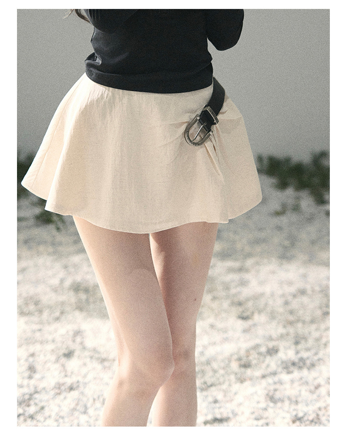 “Corridor Chimes” Dutch Cream A-Line Puff Mini Skirt