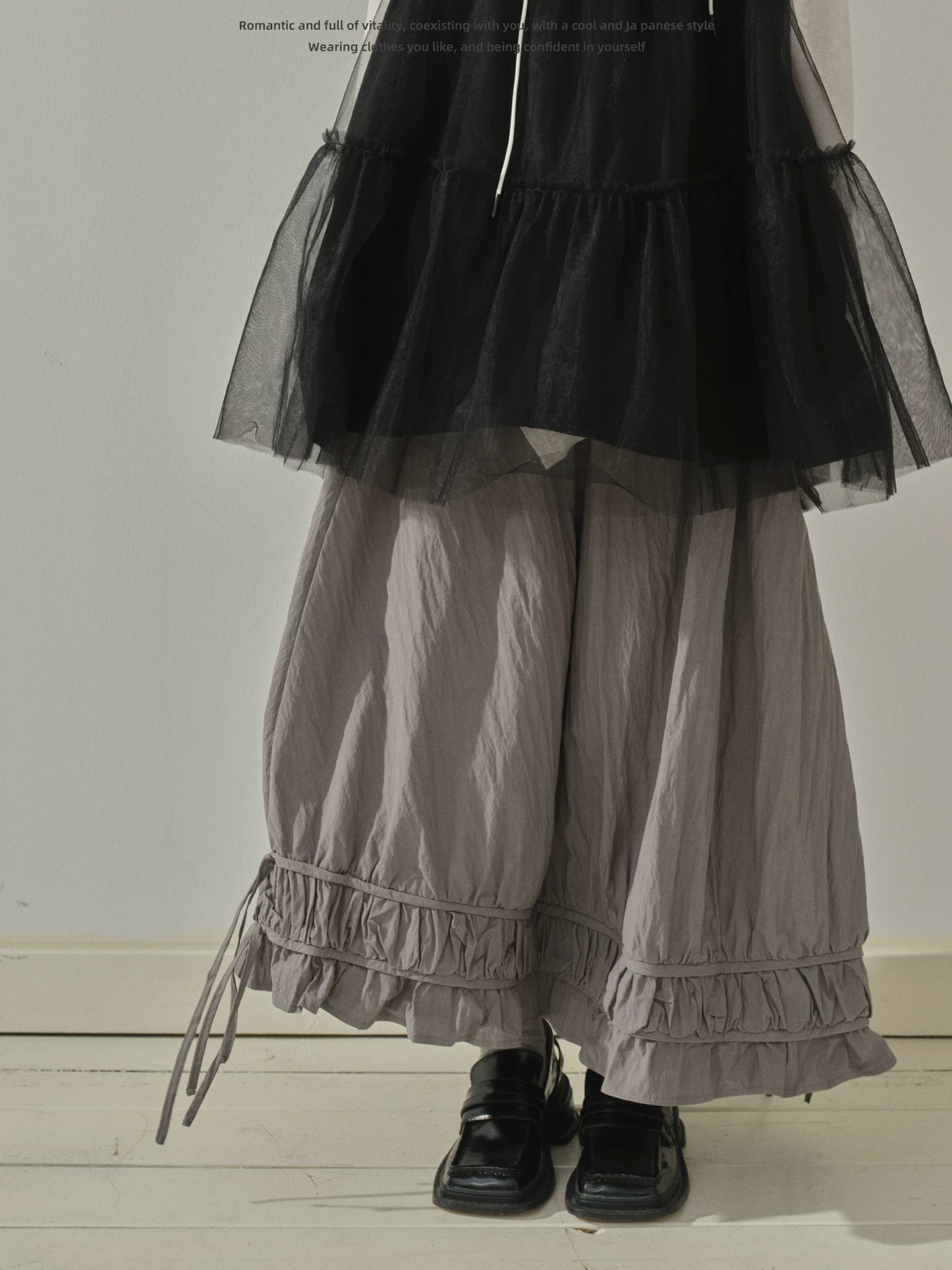 "Quiet Form" Mist Gray A-Line Maxi Skirt