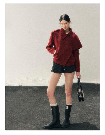 少也眼 “She Hears the Snow Thaw” British-Style Double-Faced Wool Blazer Coat