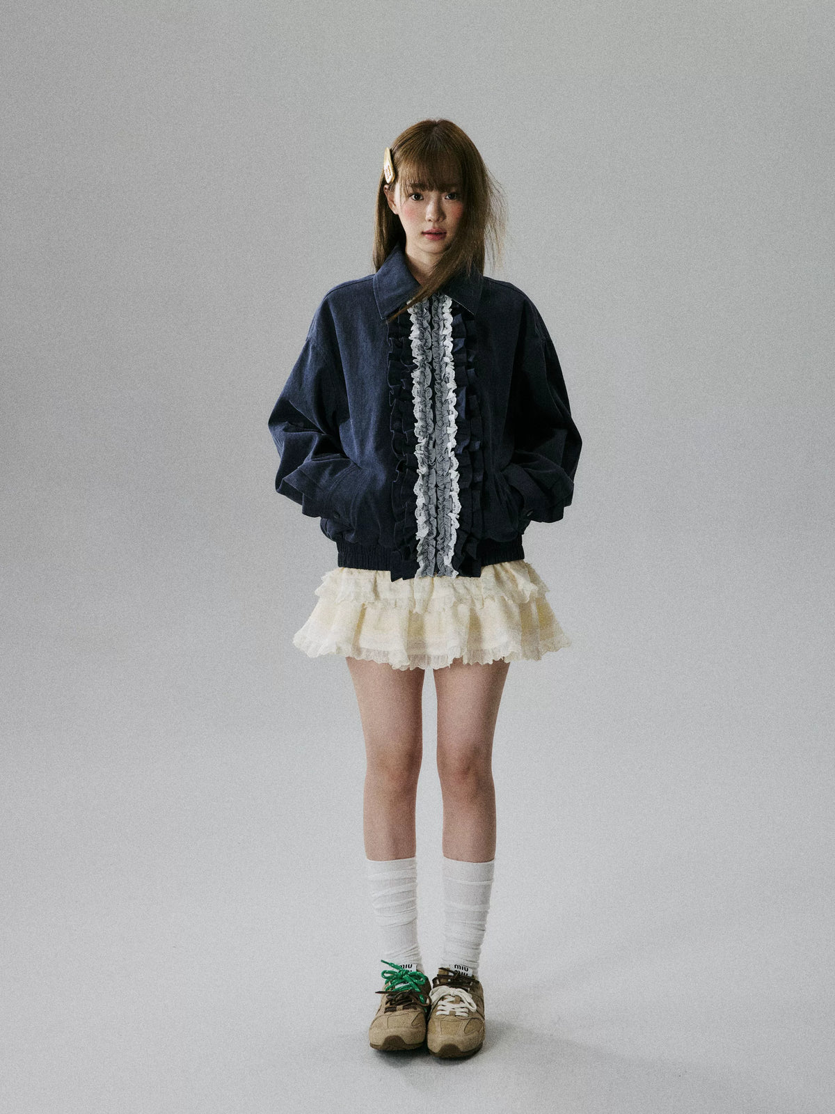 LOST FOREST - Apricot Lyocell Lace Tiered Mini Skirt