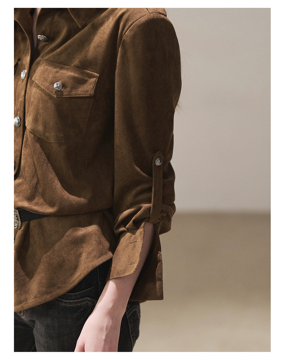 170726 "Scattered Across the Dunes" Rich Cocoa Utility Shirt with Belt