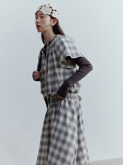 FUSSED Berlin Street Gathered & Panel Dress – Black & White Dupling Check FOF-25SS150