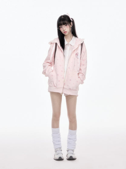“Daisy Daydream” Pink Floral Oversized Hoodie