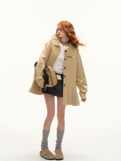 ASGONY - Preppy Bunny Collar Jacket with Removable Plaid Ears (Khaki Brown)