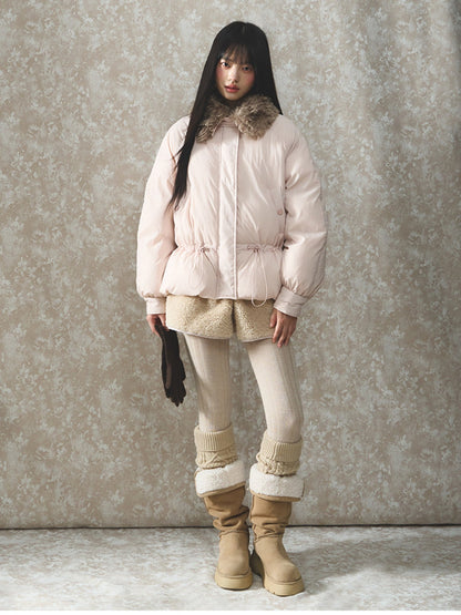 Soote Season - Sweet Cream Pink Faux-Fur Collar Puffer Jacket