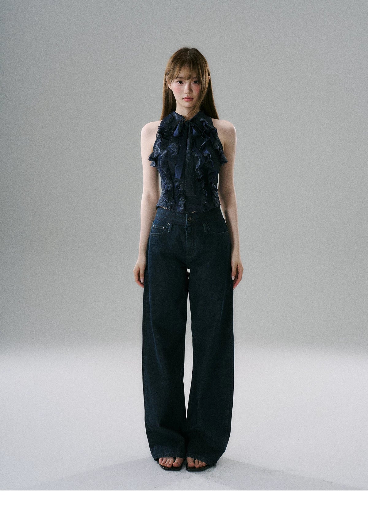 LOST FOREST - Low-Rise Wide-Leg Raw Denim Jeans