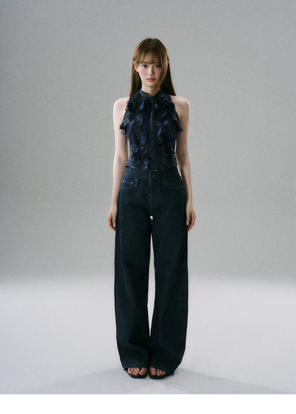 LOST FOREST - Low-Rise Wide-Leg Raw Denim Jeans