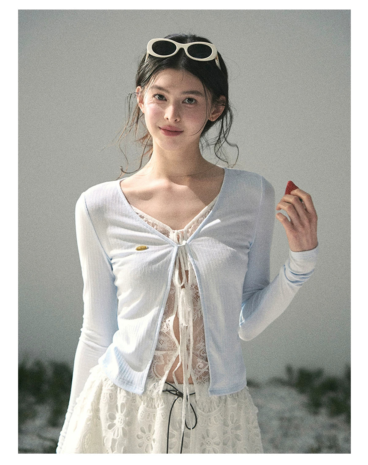 “Dreams Between Seams” Baby Blue Layered Lace Top