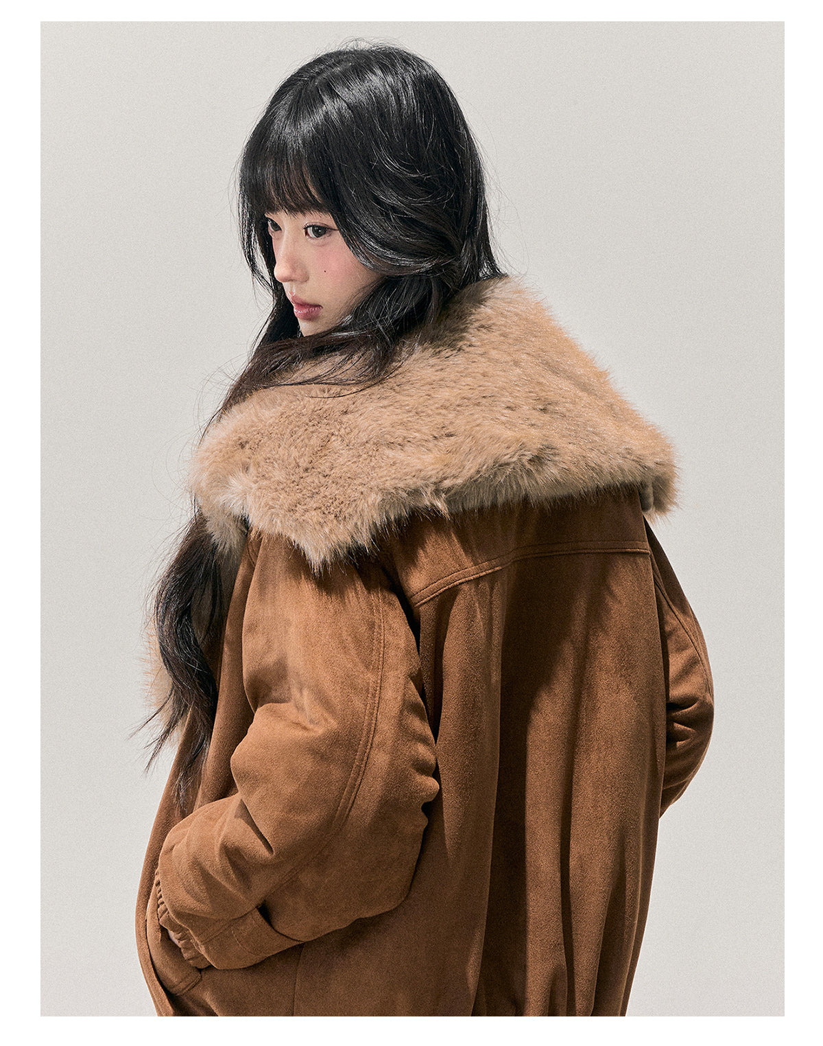 少也眼 "Sunset Melted Sugar" Faux Suede Padded Jacket