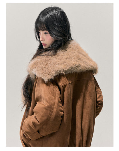 少也眼 "Sunset Melted Sugar" Faux Suede Padded Jacket