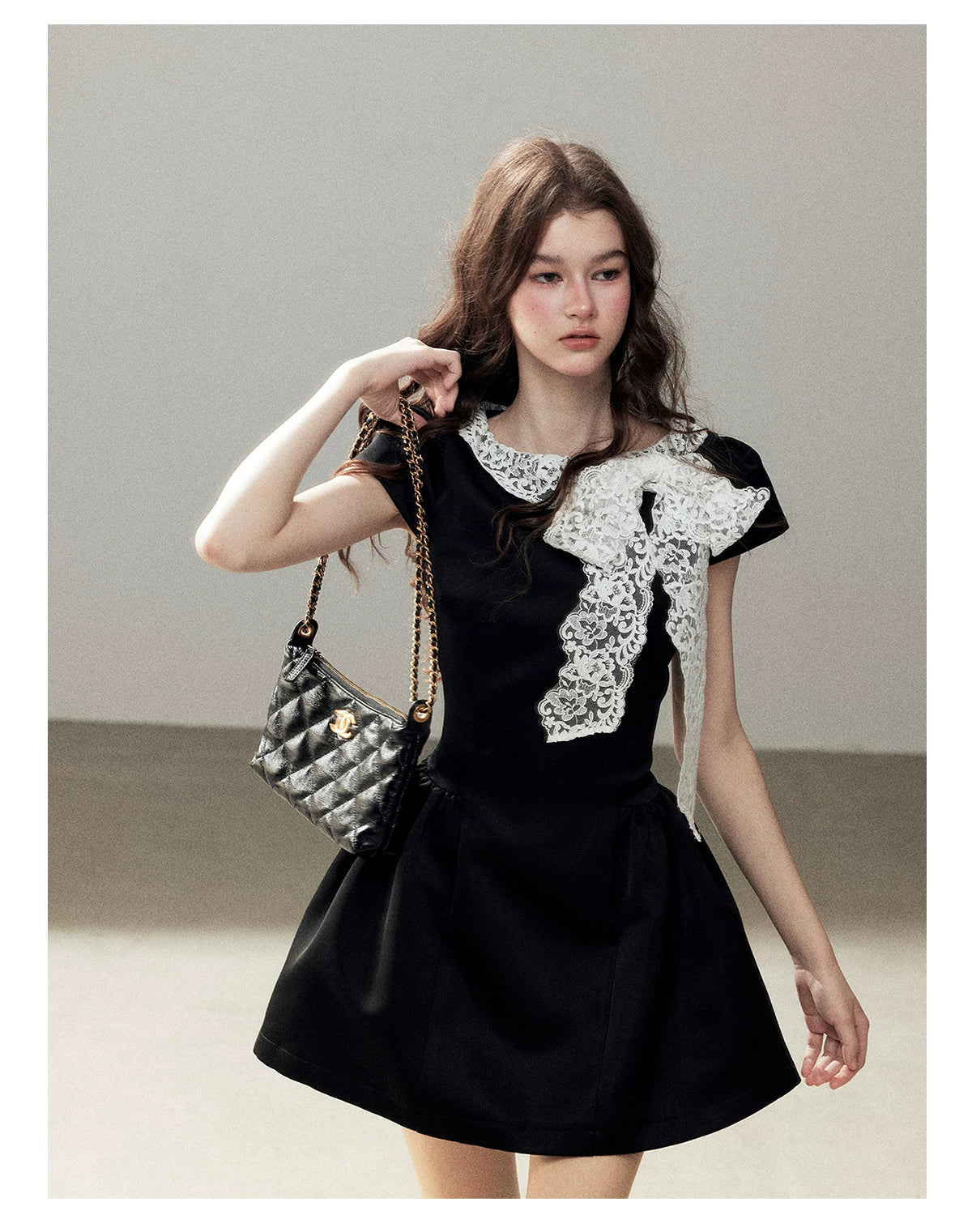 "A River Woven by Moonlight" Rich Black Lace Cocktail Mini Dress