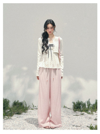 少也眼 “Polka Brandy Lace” White Modal Lace Set 136