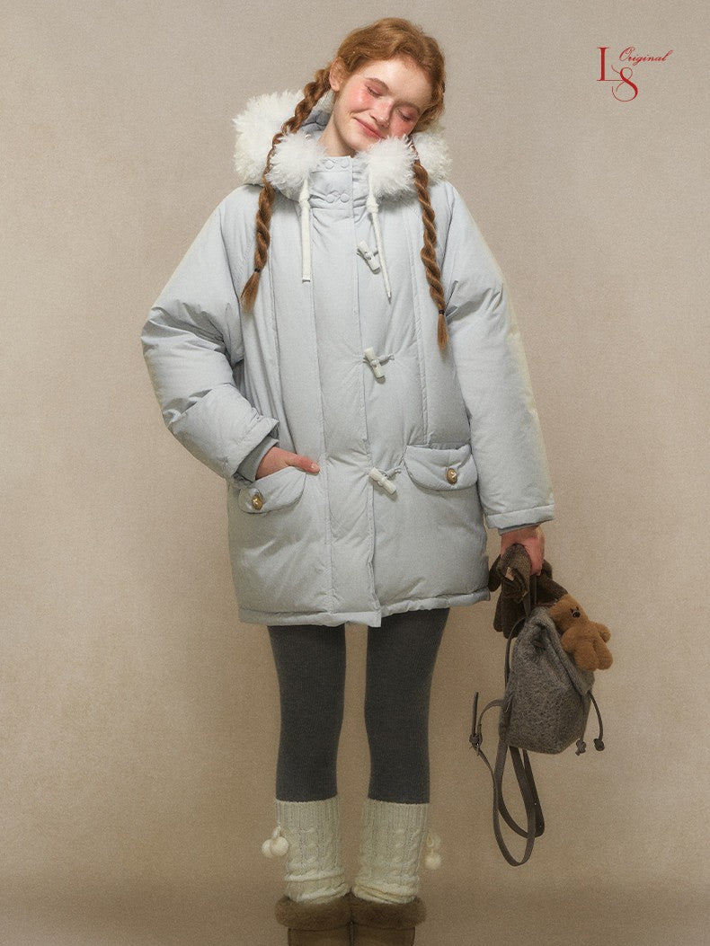 Snow Charm Ivory Toggle Down Coat 1G1101Y115XD