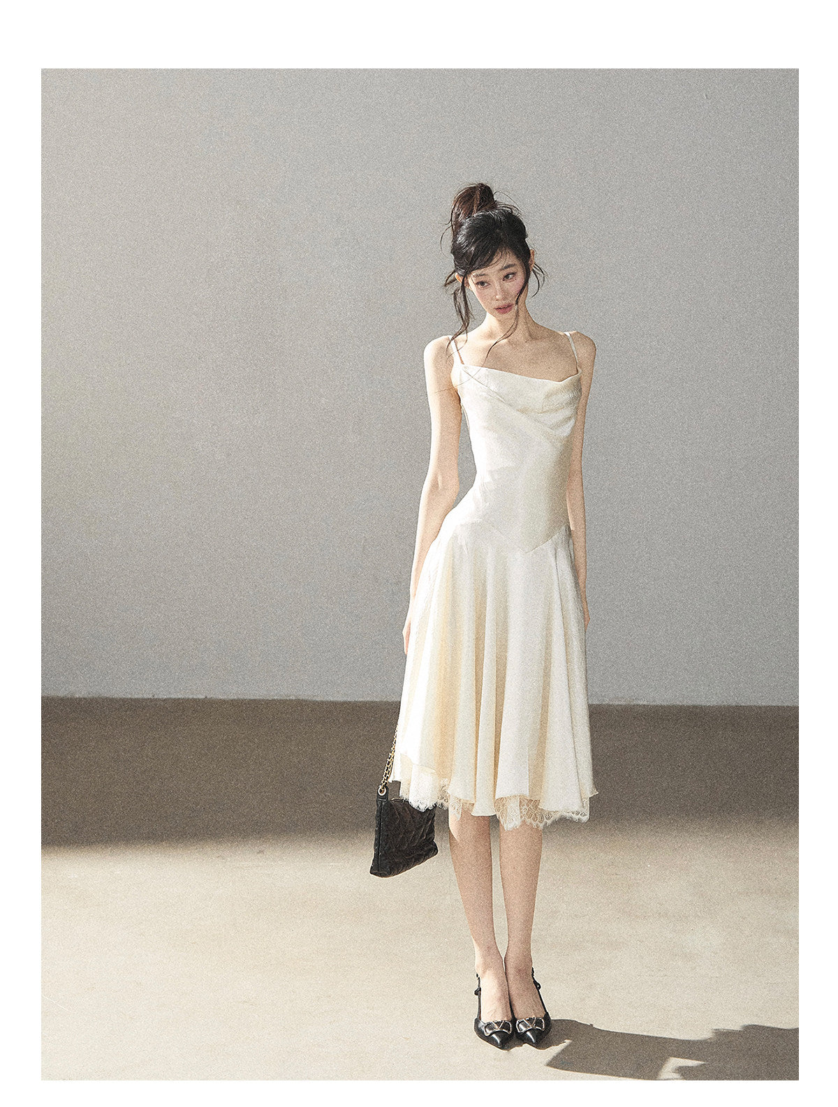 170726 "Planting a Garden of Pear Blossoms" Cream White Lace Mini Dress