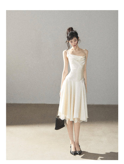 170726 "Planting a Garden of Pear Blossoms" Cream White Lace Mini Dress