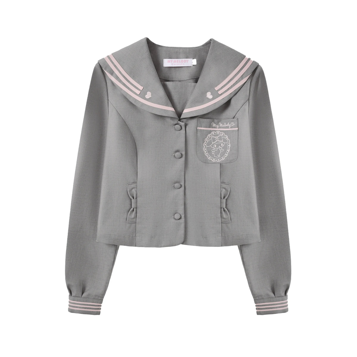 “Melody Blush” Pink-Gray Sailor School Uniform Set