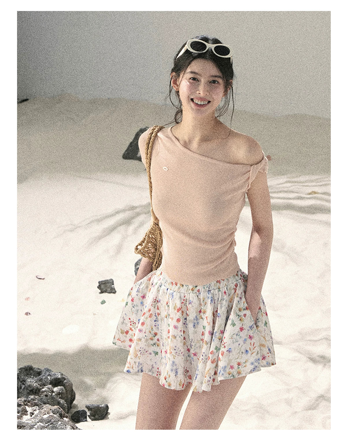 "Shape of the Wind" Soft Pink One-Shoulder Twist Crop Top 6556585
