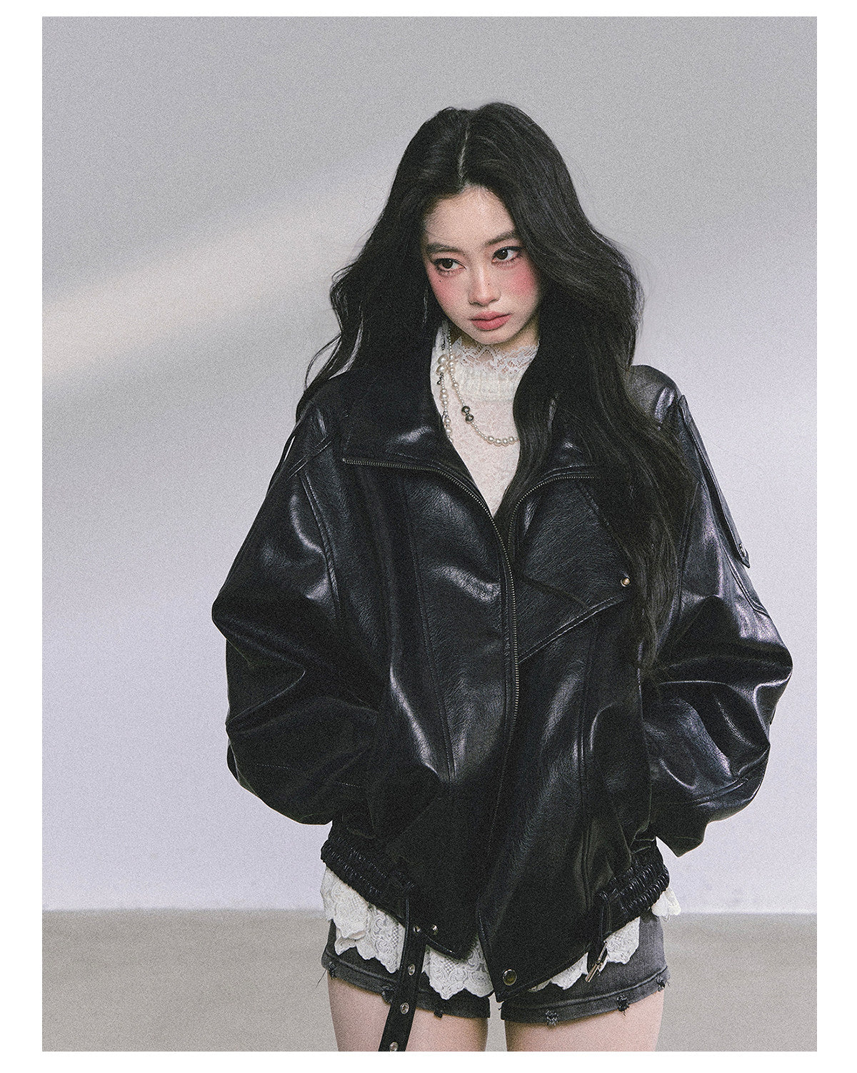 AOMALM - Cool Girl American Biker PU Leather Jacket