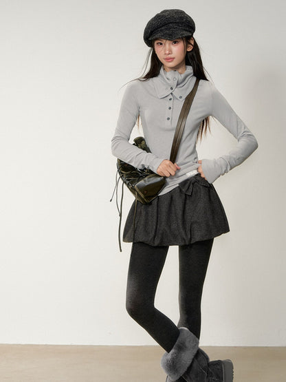 Soote Season - Korean Retro Slim-Fit Mock Neck Knit Base Top
