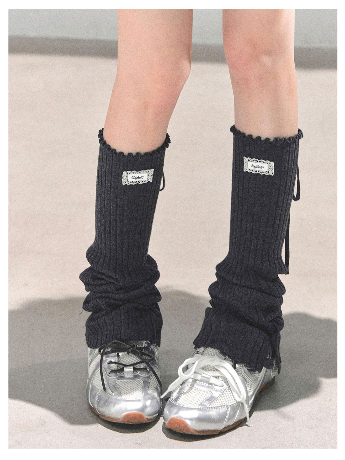 少也眼 “Whispered Warmth" Knit Winter Leg Warmers - Black
