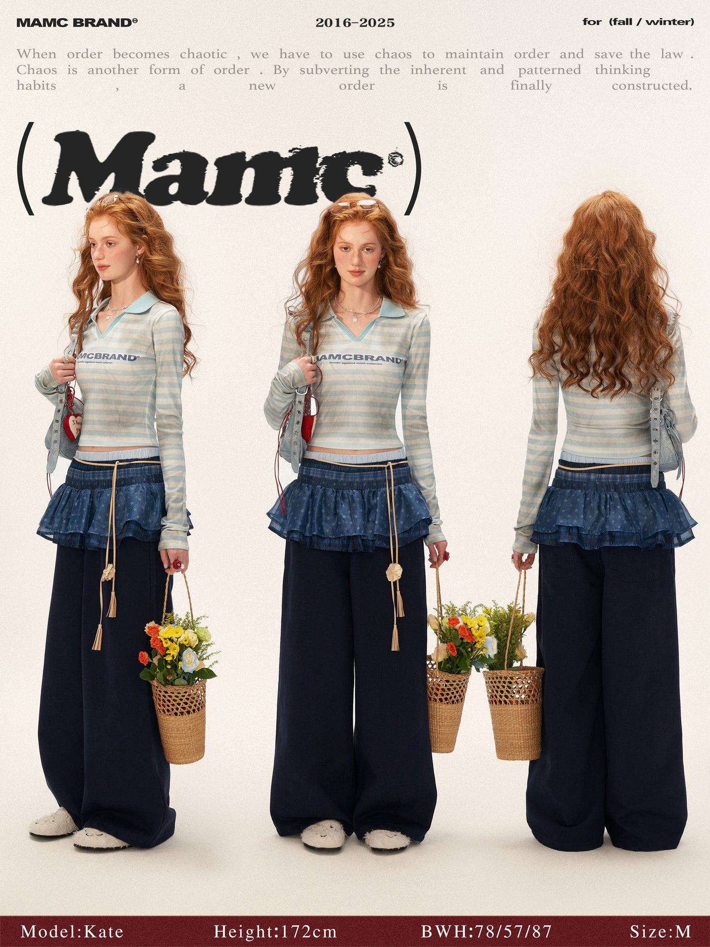 MAMC - Blue Layered Waist Wide-Leg Pants
