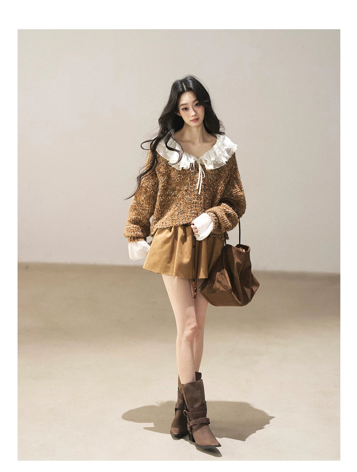 AOMALM - Toasted Pecan Marled Knit Cardigan