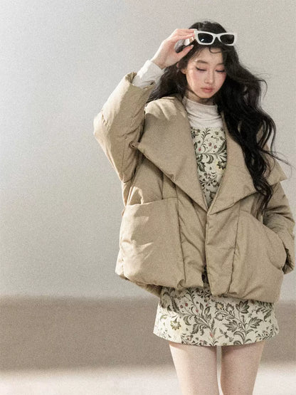 AOMALM - “Snow’s Fluffy Lightness” 90% White Duck Down Puffer Jacket – Milk Tea