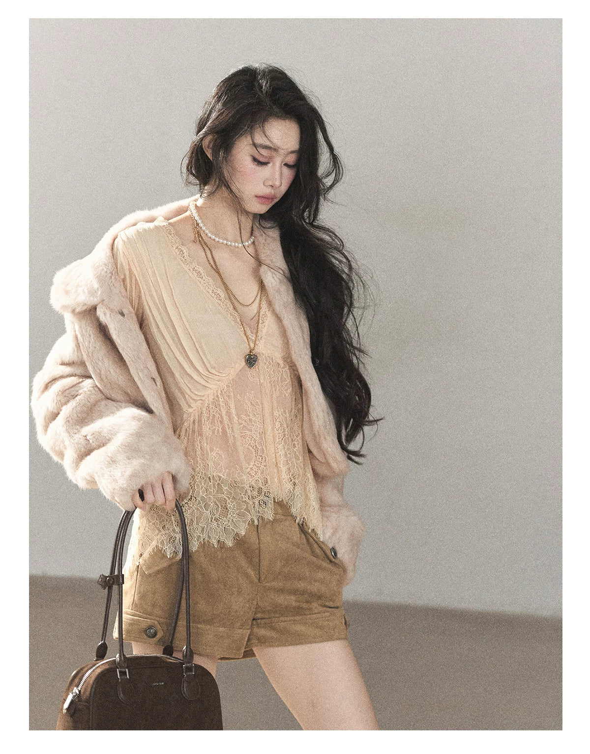 AOMALM - Frosty Lavender Gray Rabbit Fur Jacket