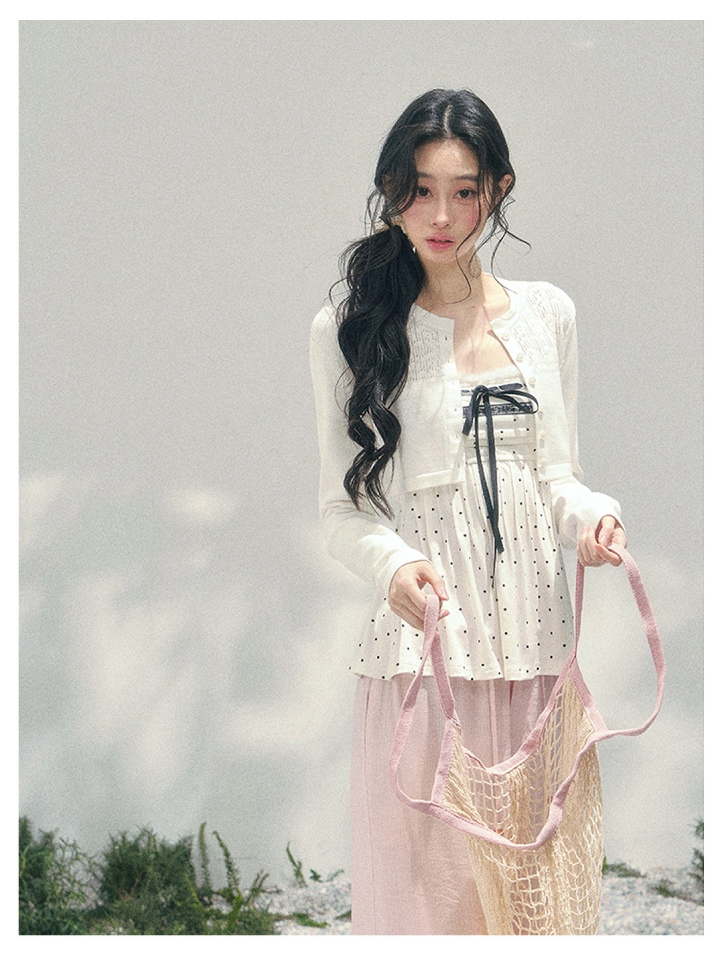 少也眼 “Polka Brandy Lace” White Modal Lace Set 136