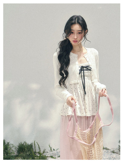少也眼 “Polka Brandy Lace” White Modal Lace Set 136