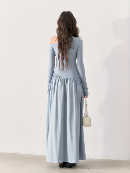 [TMMG] “Fluid Poetry” — Ruched Off-Shoulder Maxi Dress