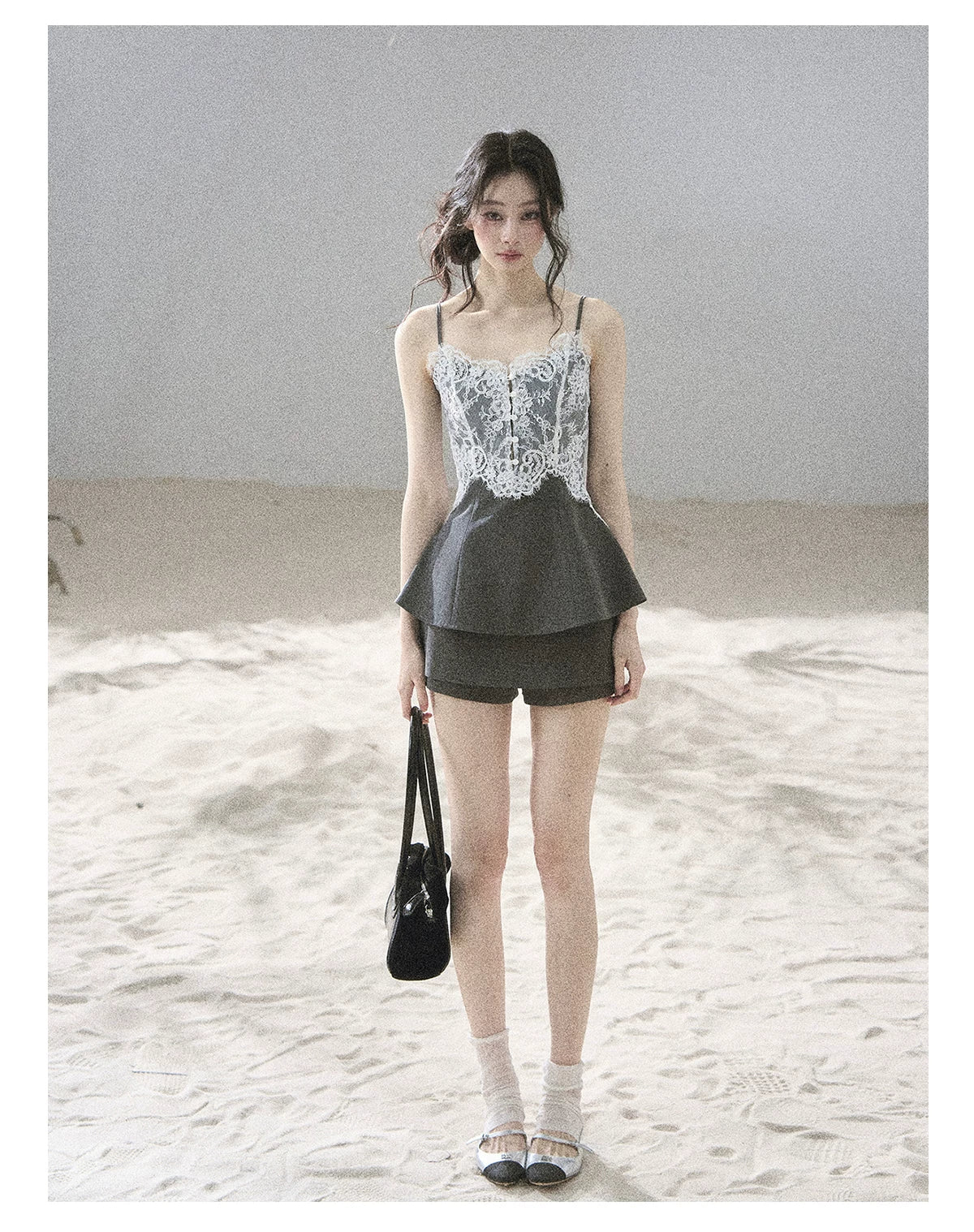 "Exclusively Hers" Intellect Gray Lace Cami & Skort Set