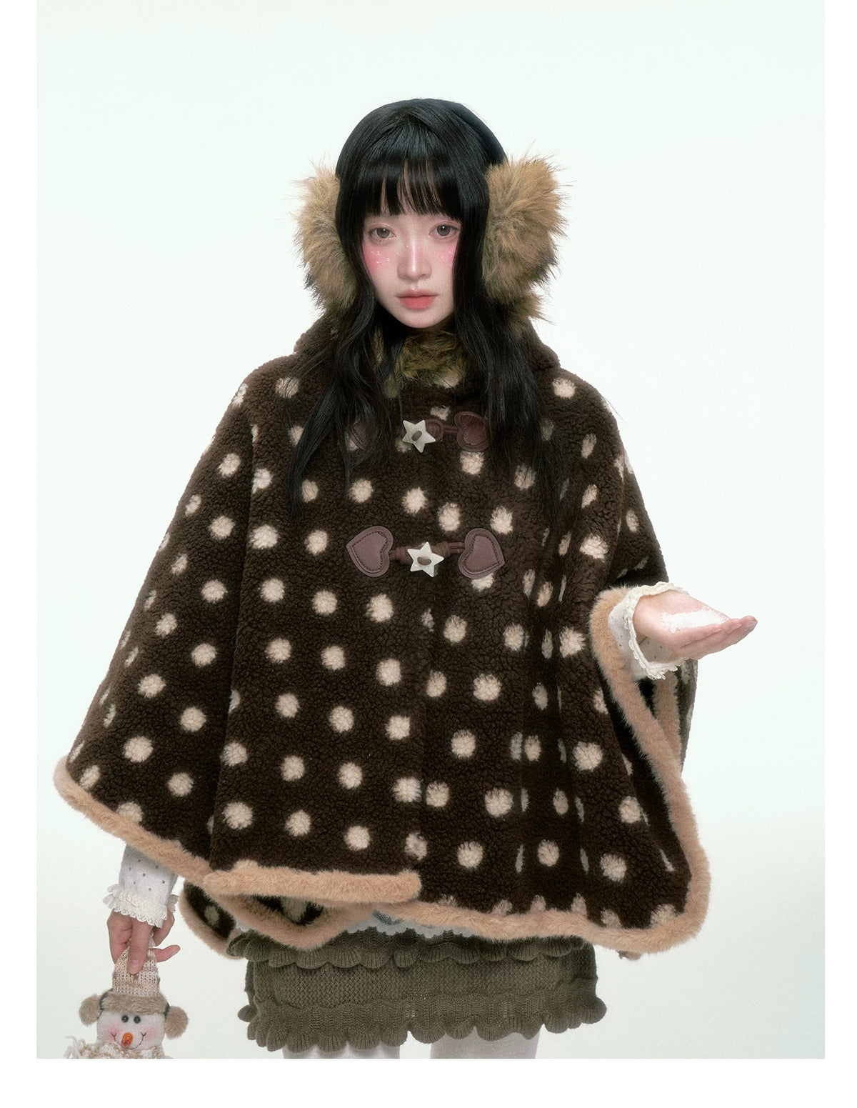 BIBIBENCY - Brown Faux-Wool Coat with Plush Polyester Lining