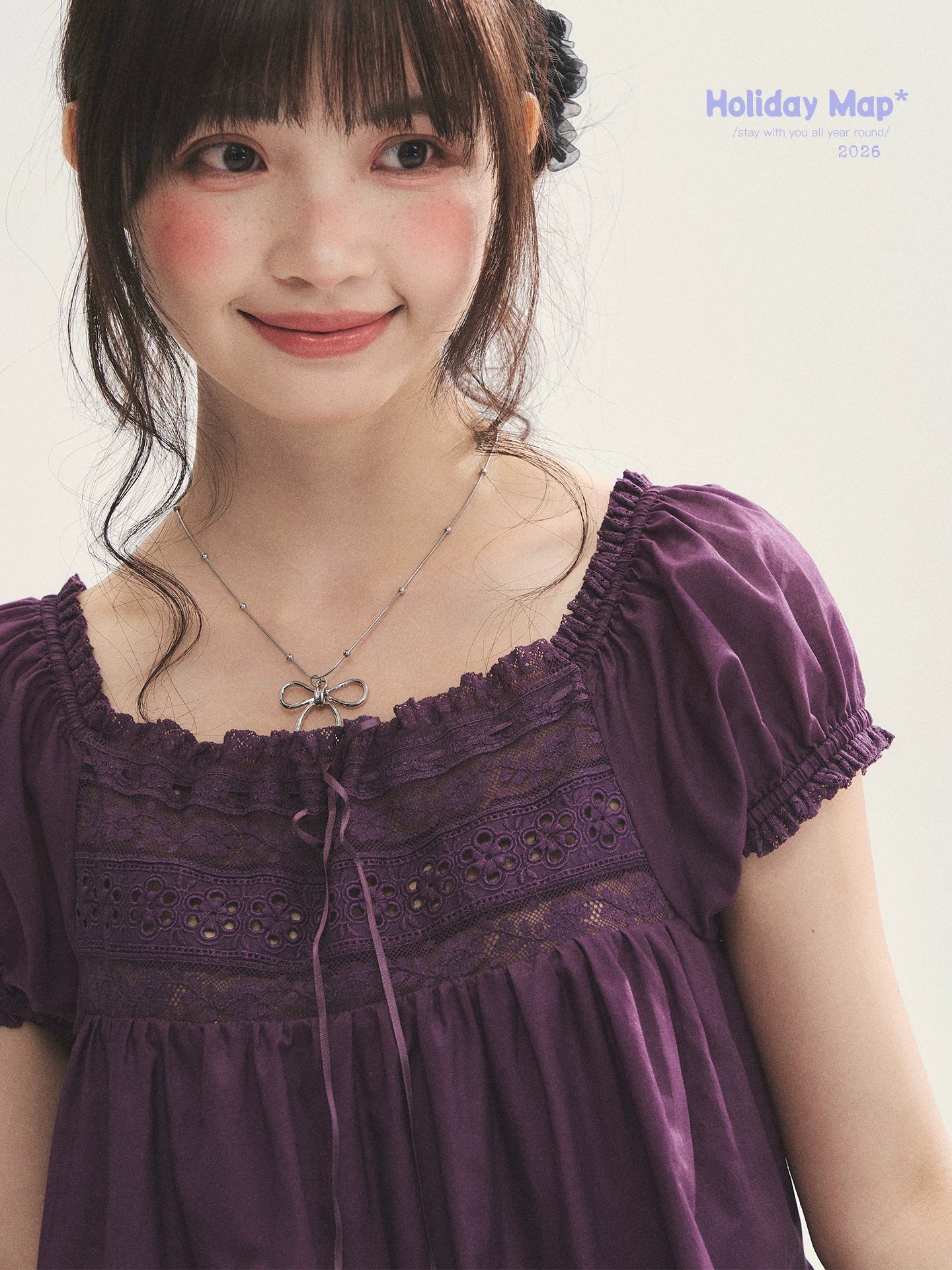 "Berry Breeze" Grape Purple Lace Square Neck Dress