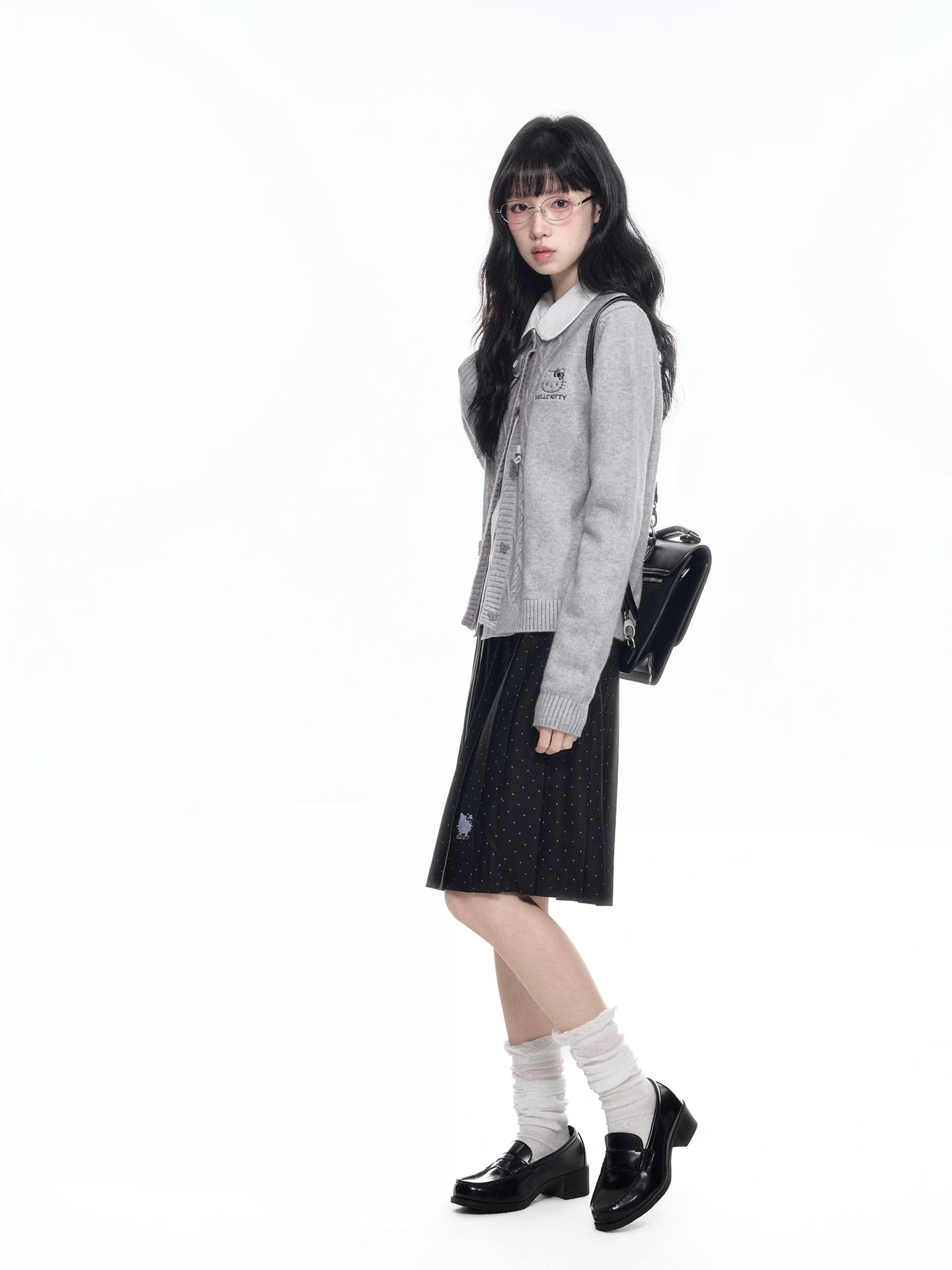 170726K "Heather Ribbon" Gray Cable Knit Cardigan