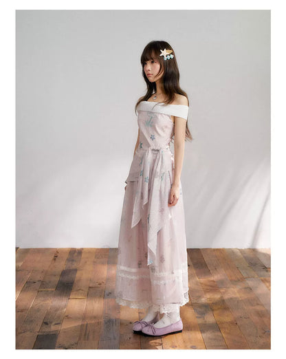 “Pink Mist Island” Dusty Rose Off-Shoulder Skirt Set