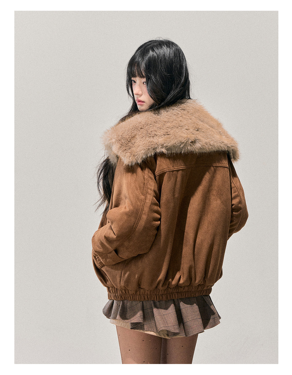 少也眼 "Sunset Melted Sugar" Faux Suede Padded Jacket