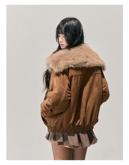 少也眼 "Sunset Melted Sugar" Faux Suede Padded Jacket