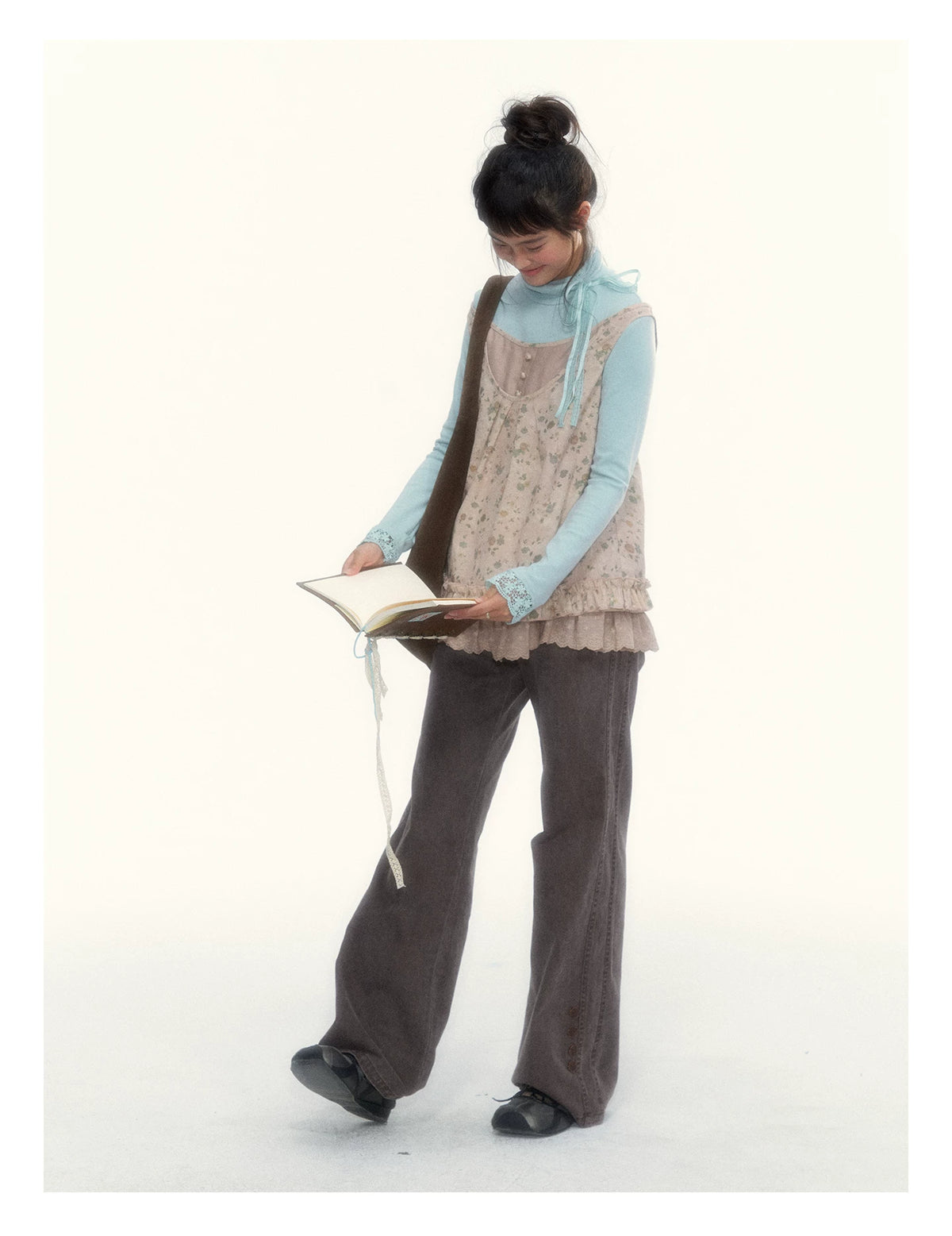 "A Season Called Autumn" Coffee Brown Vintage Washed Wide-Leg Utility Pants