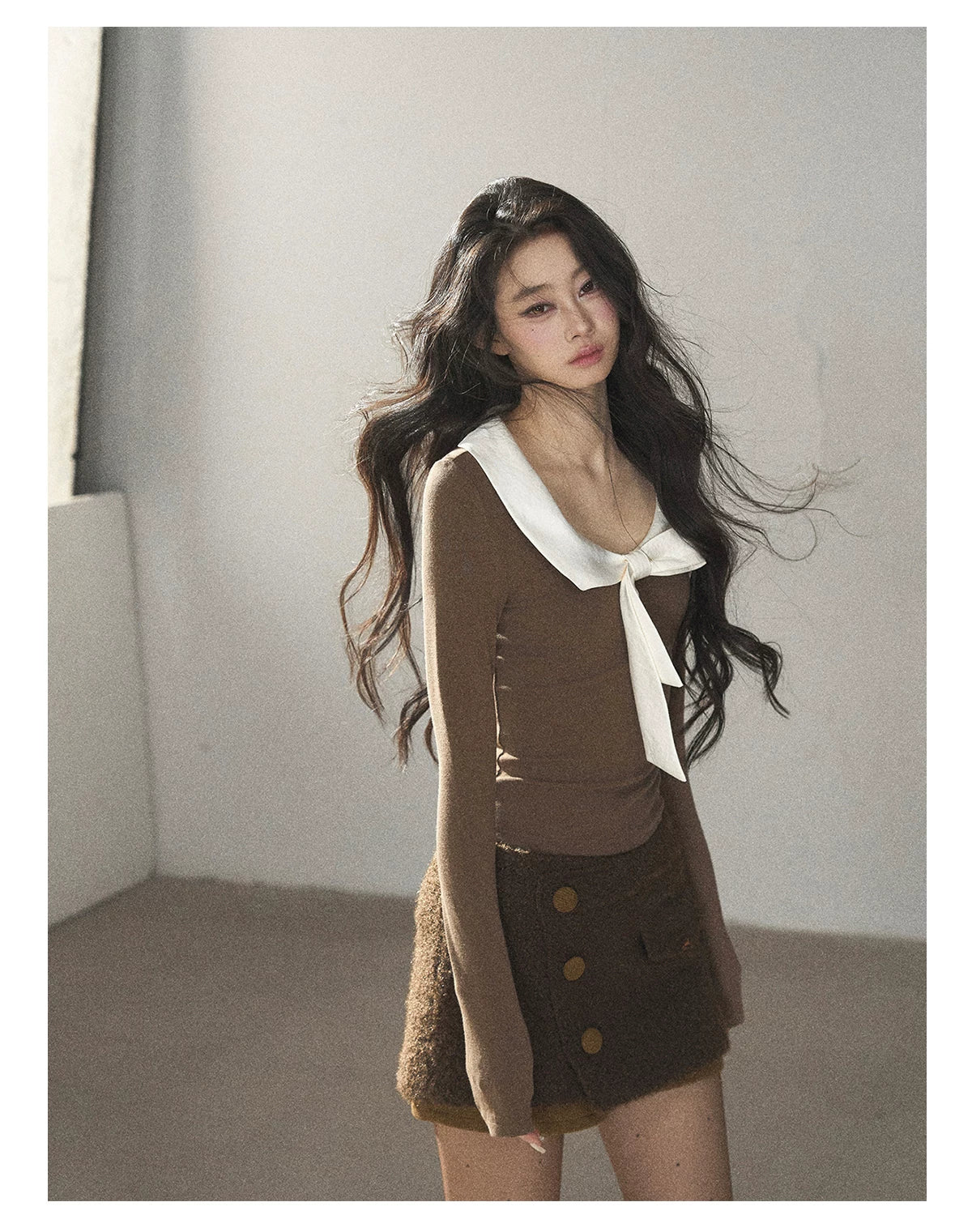 AOMALM - Roasted Pecan Low-Rise Wool-Look Skort