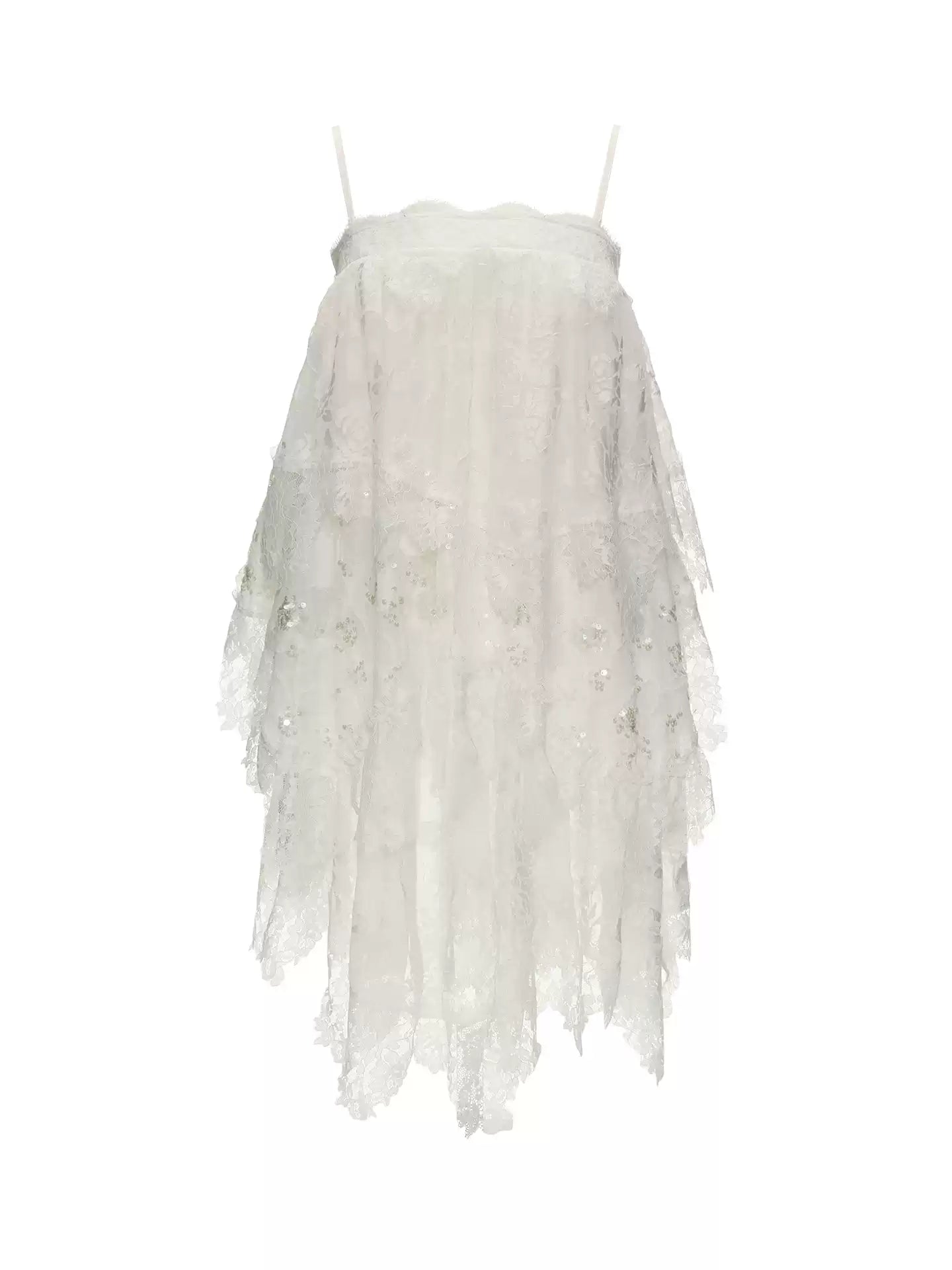 Ethereal White Lace Tiered Mini Dress WE996